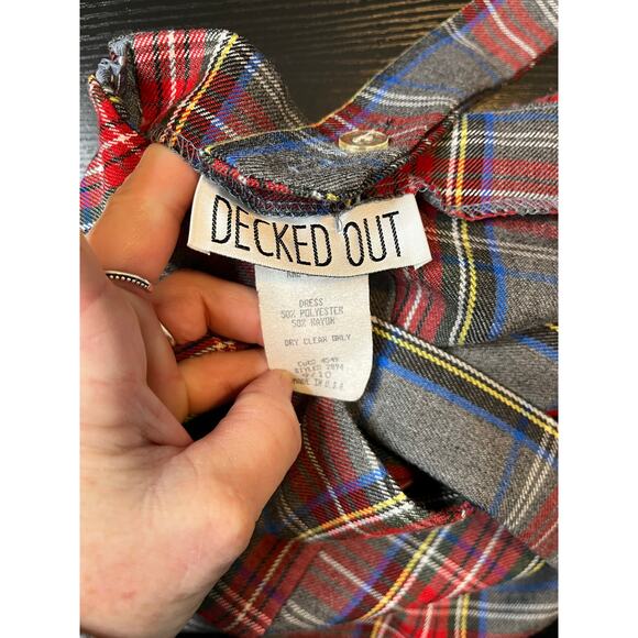 Vintage 90's Decked Out Plaid Sexy Schoolgirl Jumper Dress with High Slit - Picture 7 of 11